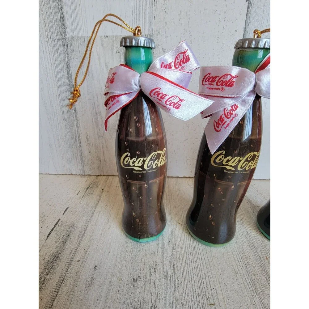 Vintage plastic Coca-Cola‎ bottle ornament Xmas set coke